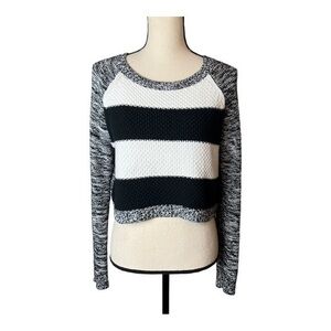 Express Crew Neck Heather Stripe Knit Crop Sweater Size S